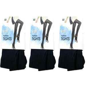 Leggs Fashion Tights Control Top Black Size M Lot of 3